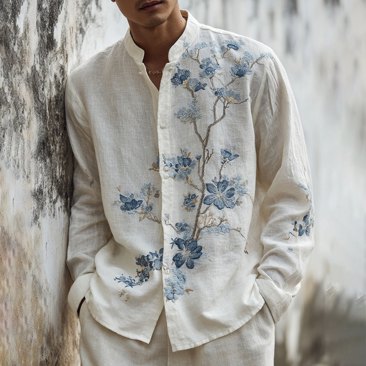 Men's Japanese-style Floral Art Casual Shirt