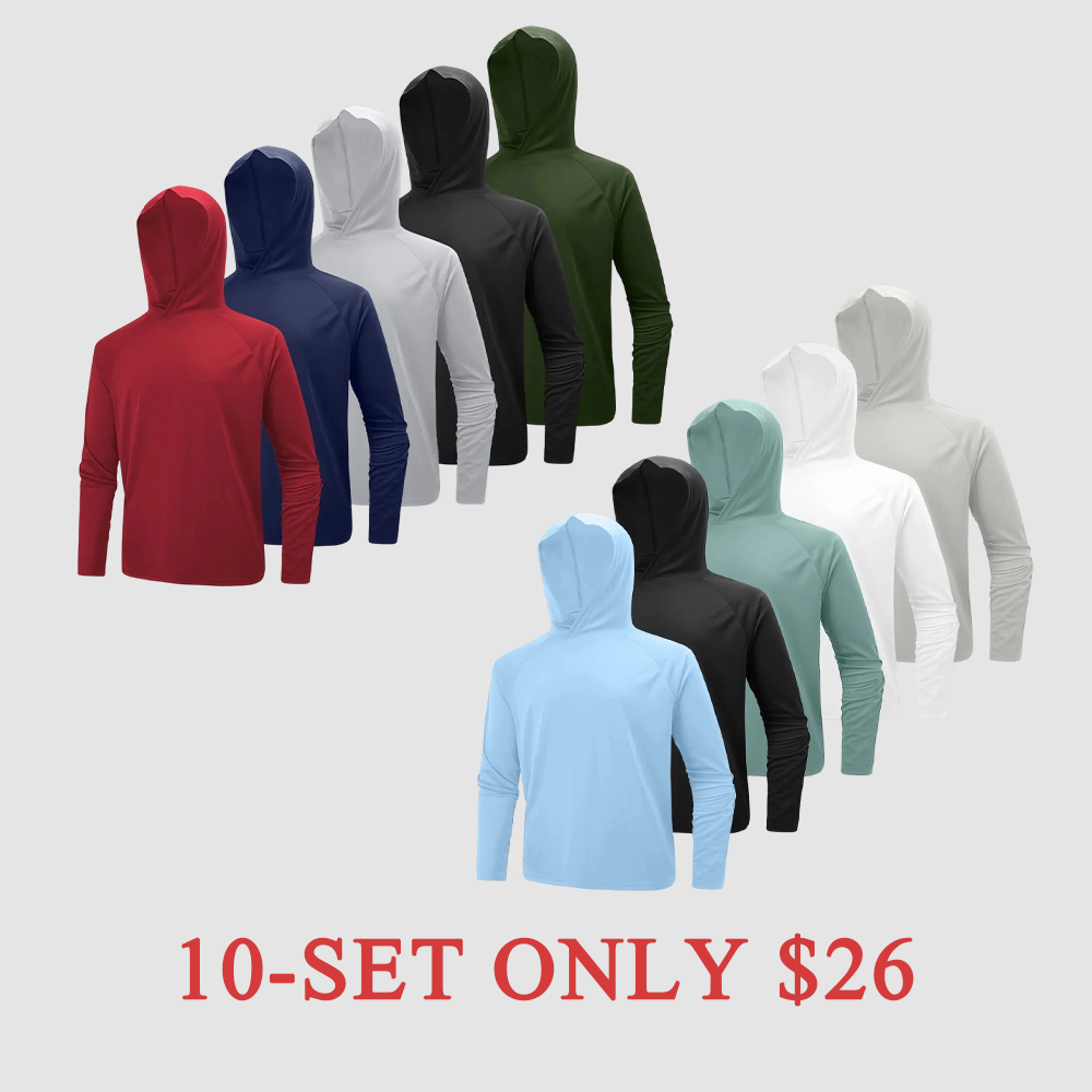 Men's UPF 50+ Quick Dry Athletic Hooded Long Sleeve Shirt☀️