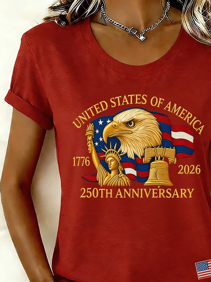 Women's Short Sleeve T-shirt Summer Red Independence Day (Flag) Printing Jersey Crew Neck Daily Going Out Casual Top