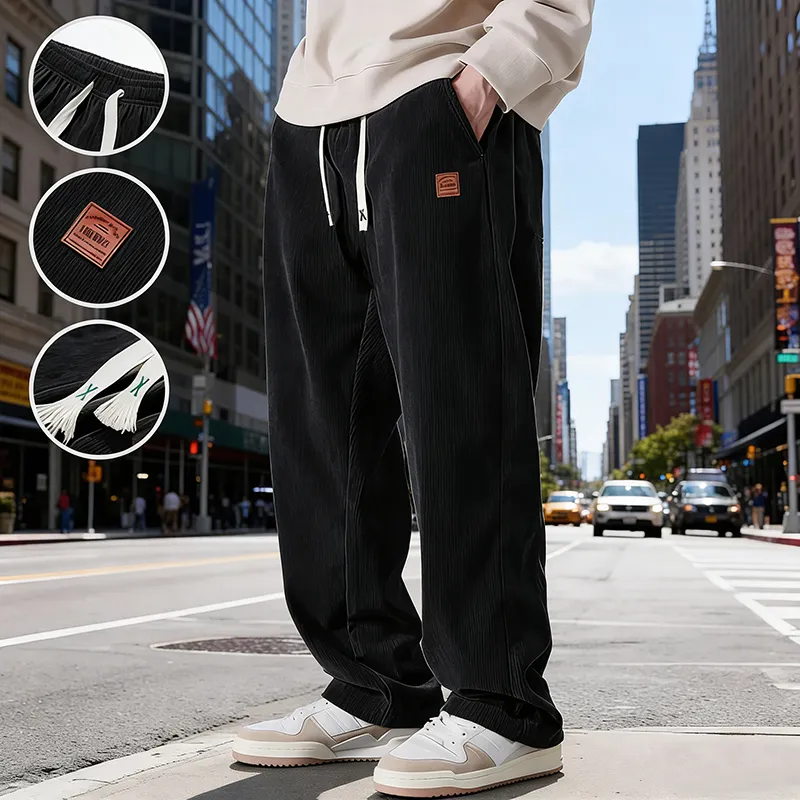 Men's Corduroy Straight-Leg Sweatpants