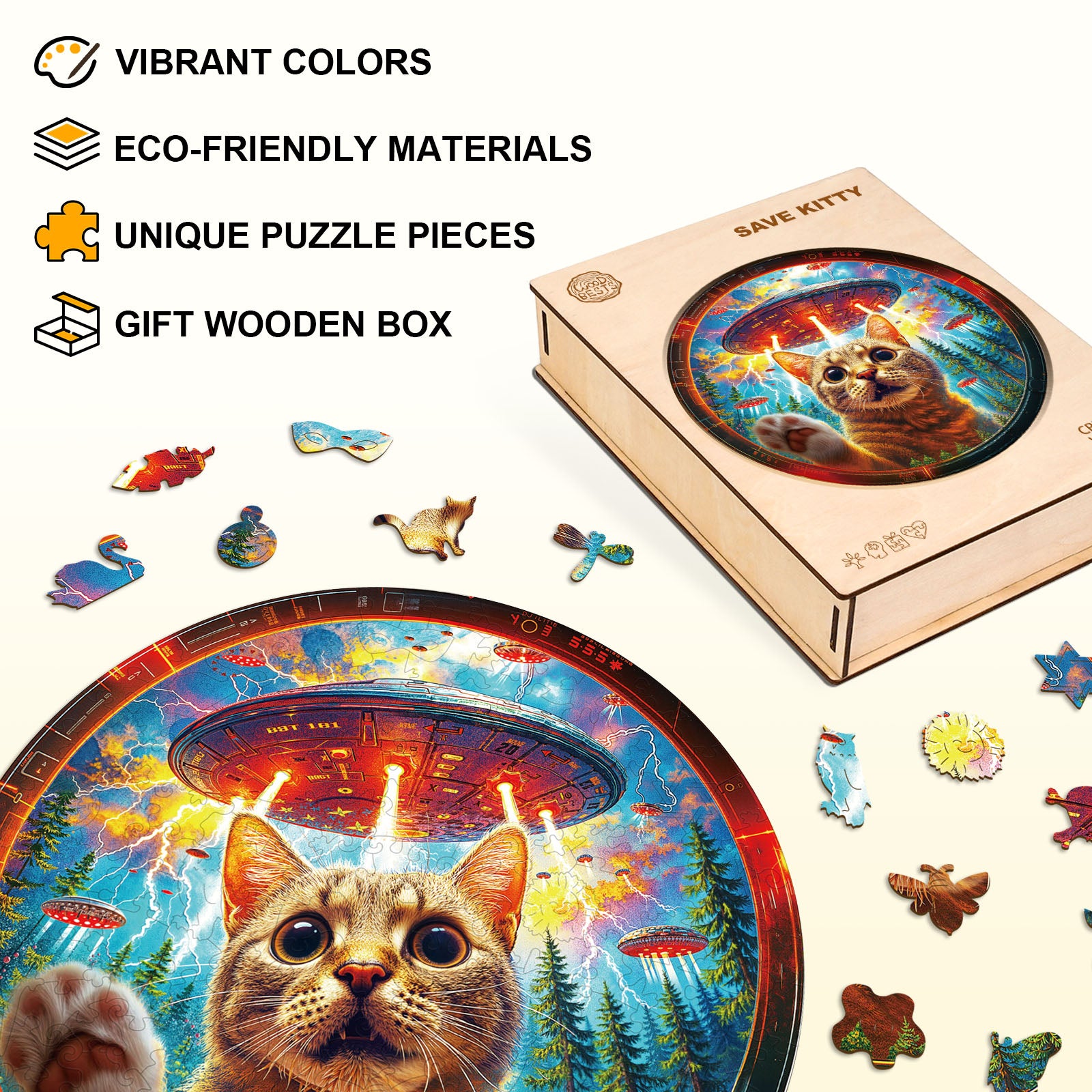 Save Kitty Wooden Jigsaw Puzzle