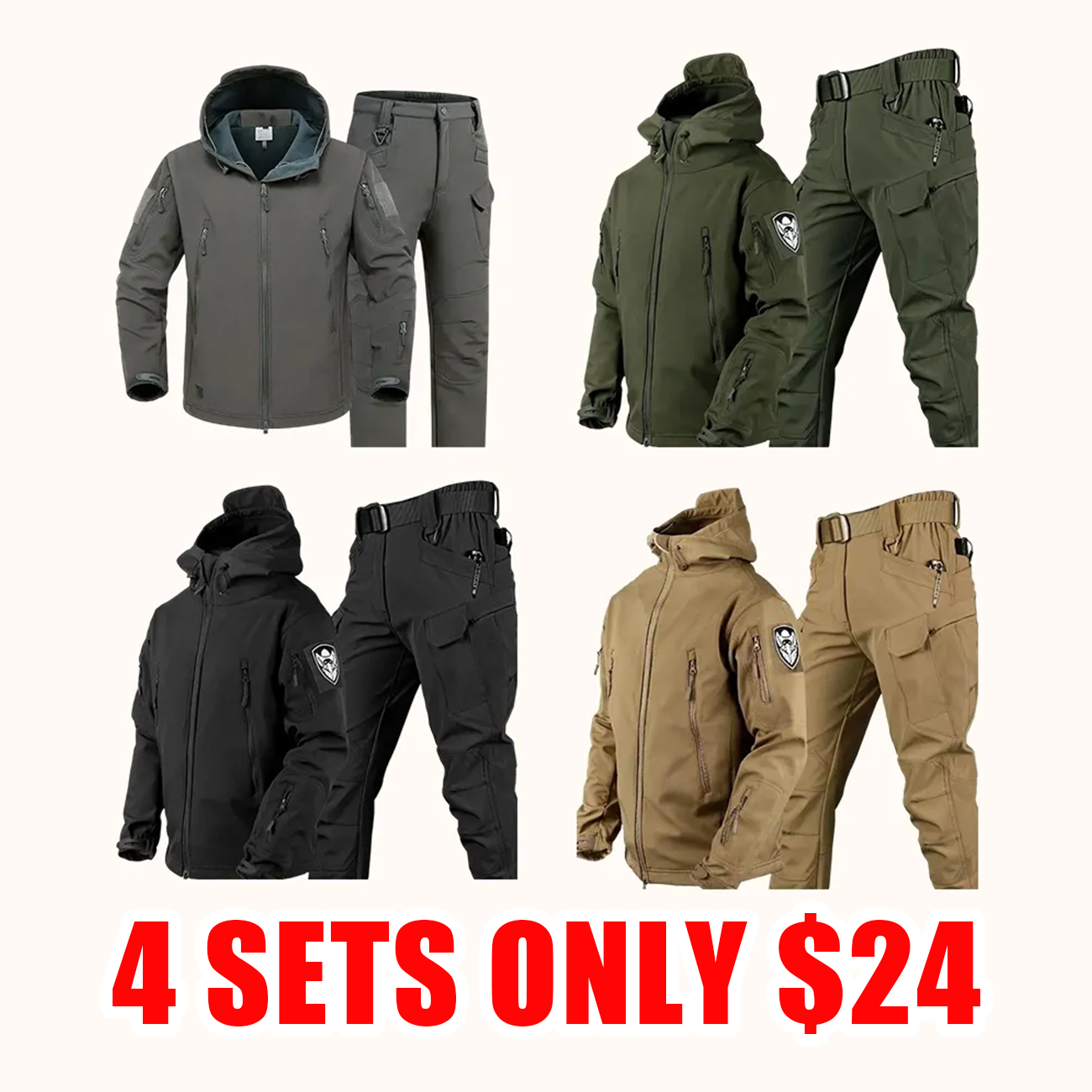 Winter Thicked Men Camo Suit Waterproof Tactical Set Multi