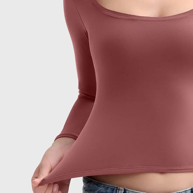 Womens Scoop Neck Long Sleeve Top - Smoke Cloud Collection