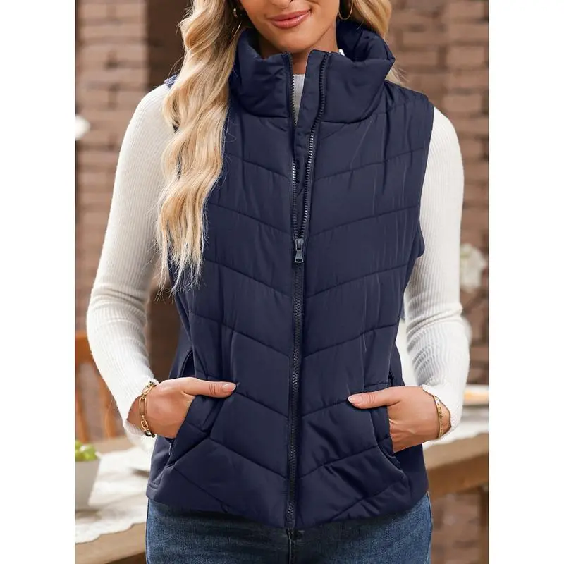Puffer Vest Women Sleeveless Zip Up Outerwear