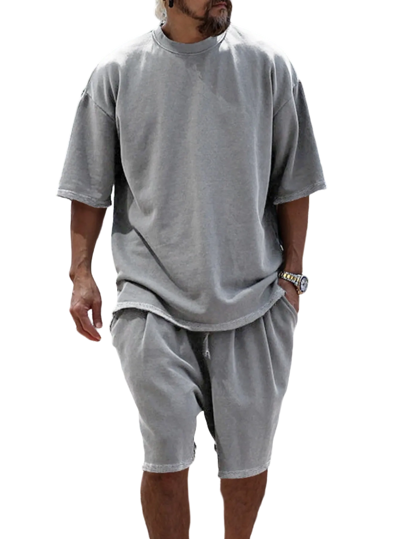 Men’s Effortless Summer Knit Set (Tee & Shorts)