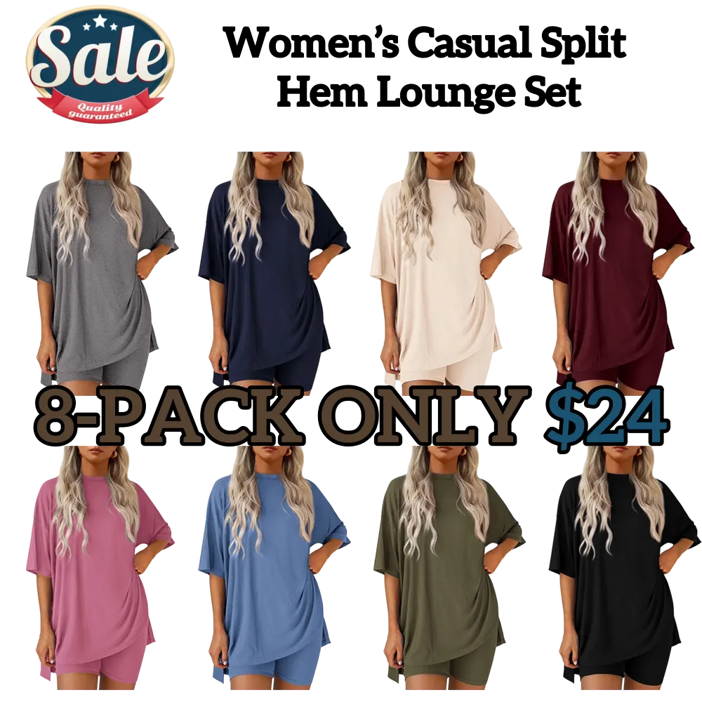 Women’s Summer Crewneck Lounge Set with Biker Shorts