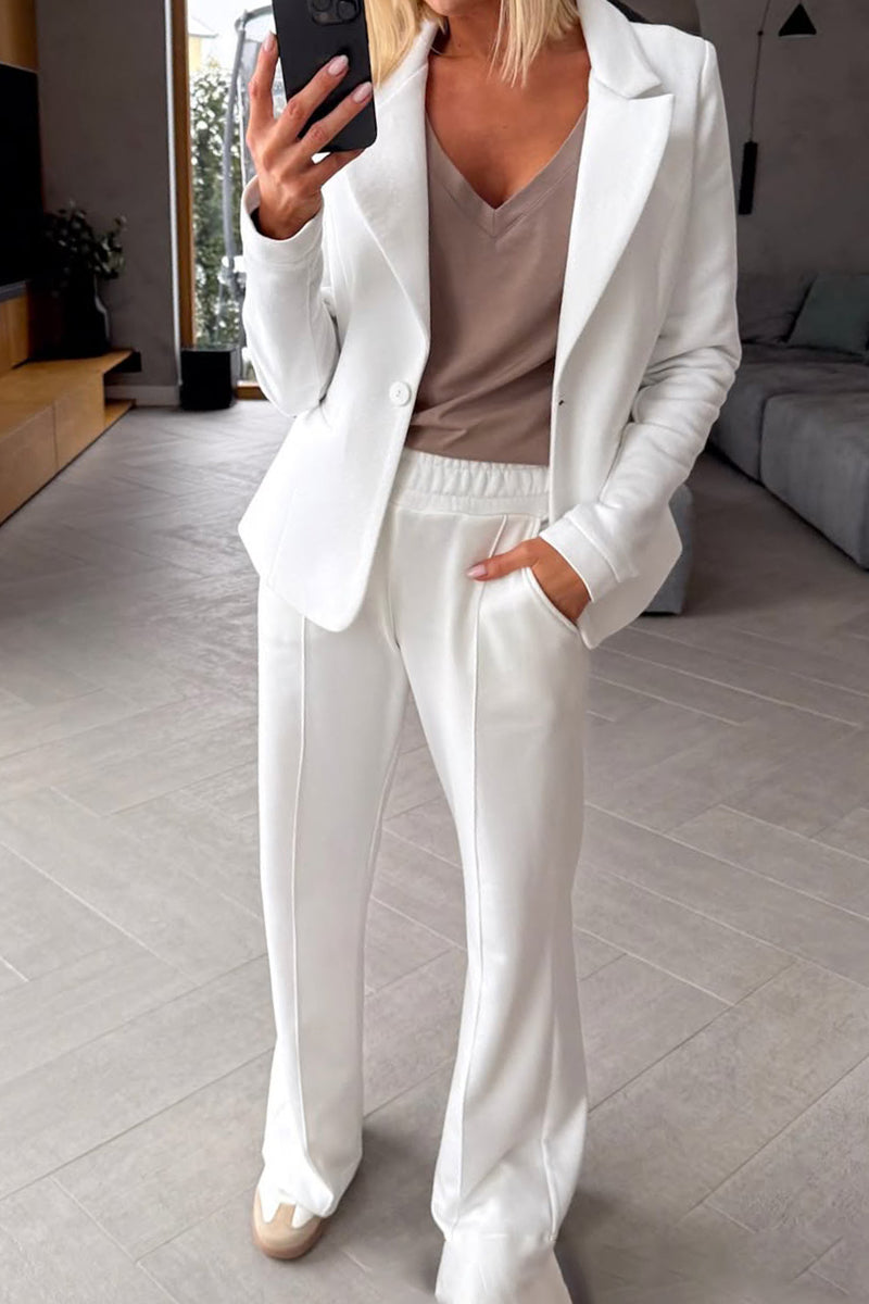 Women's Lapel Solid Color Commuter Suit