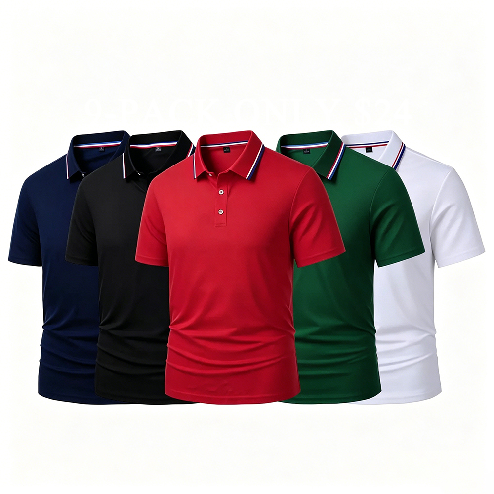 Men's Quick Dry Color Block Striped Polo Shirt⚡