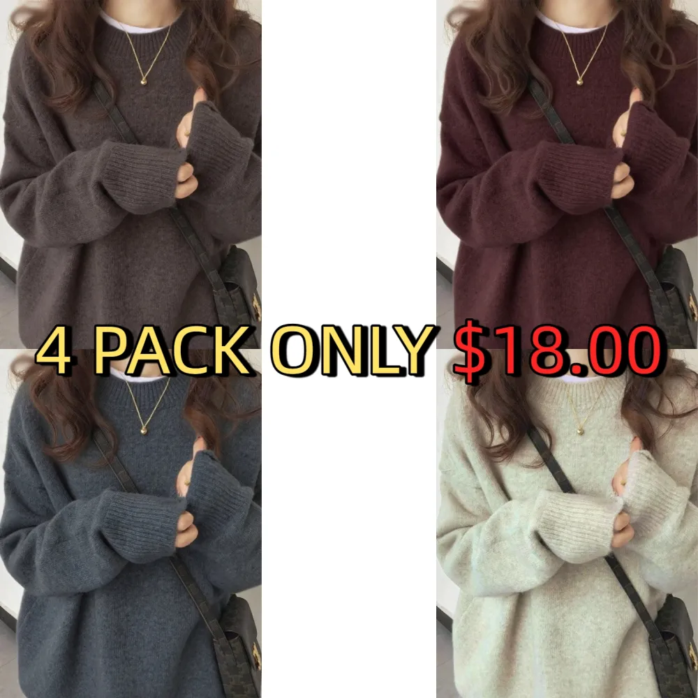 ✨Women's Solid Drop Shoulder Long Sleeve Basic Sweater🔥