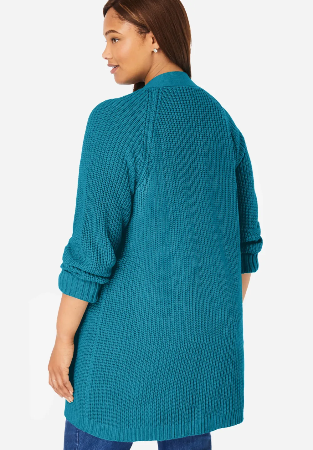 Button-Front Shaker Cardigan