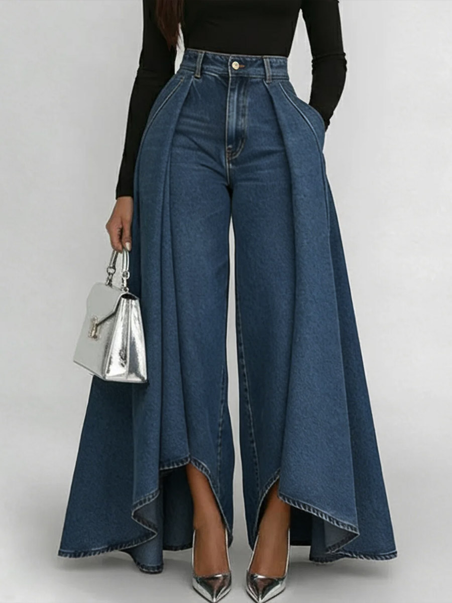Women's High-waisted Casual Loose-fitting Wide-leg Jeans