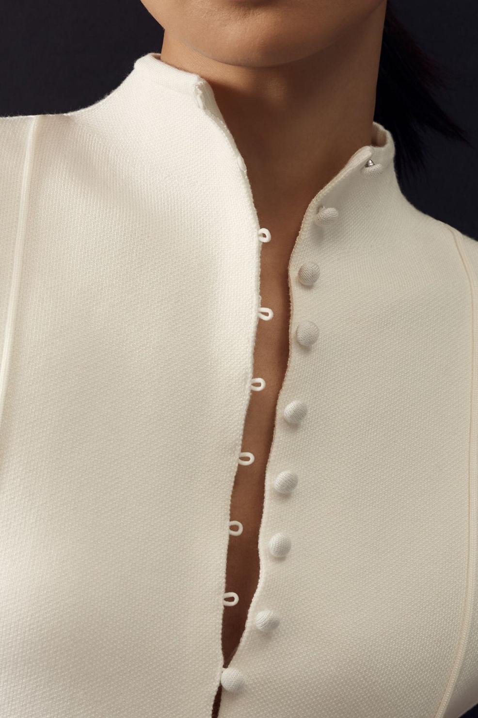 Mock-Neck Sleeveless Cardigan Sweater