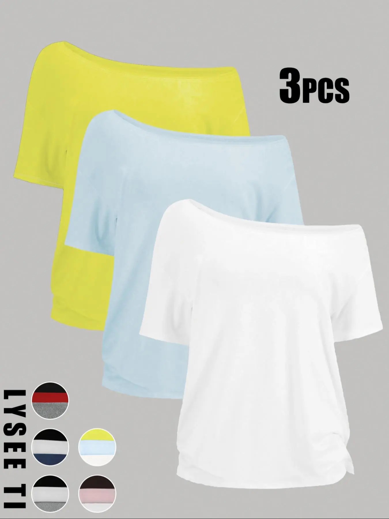 🔥Women's Solid Color Tee – Casual Basic Short Sleeve Top, Wear Off-Shoulder or One-Shoulder