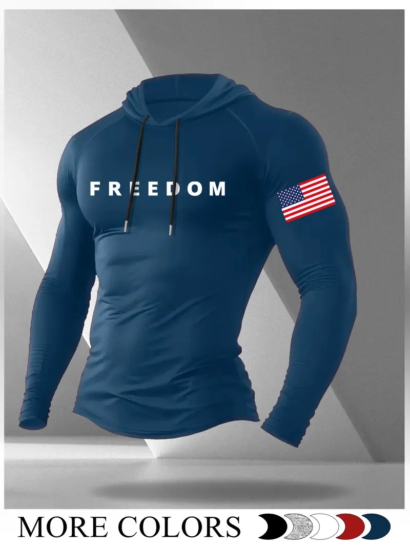 Men's Cartoon Print Long Sleeve Hooded T-Shirt