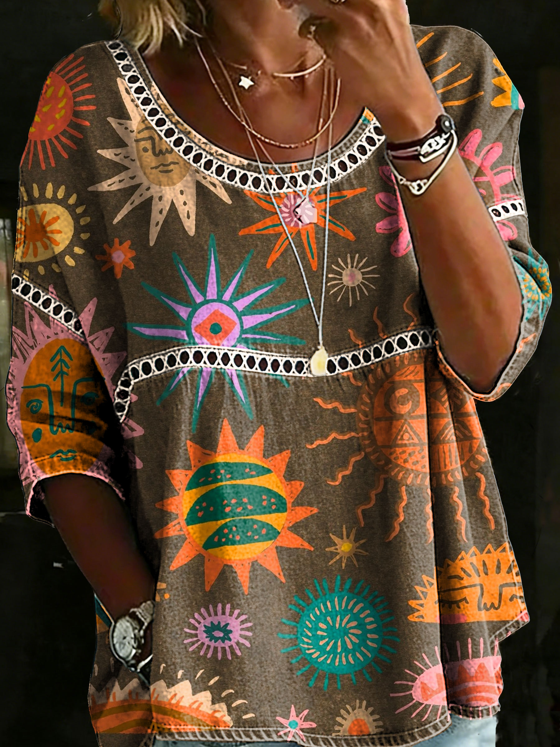 Women's Sun Casual Loose Denim Blouse Shirt