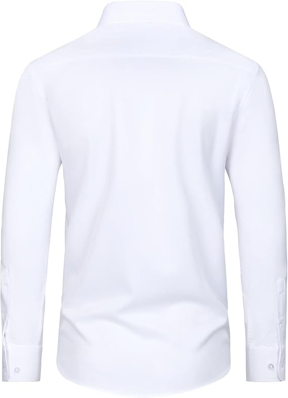 Men Long Sleeve Stretch Stain Proof Wrinkle Free Button Down Shirts Formal Shirts