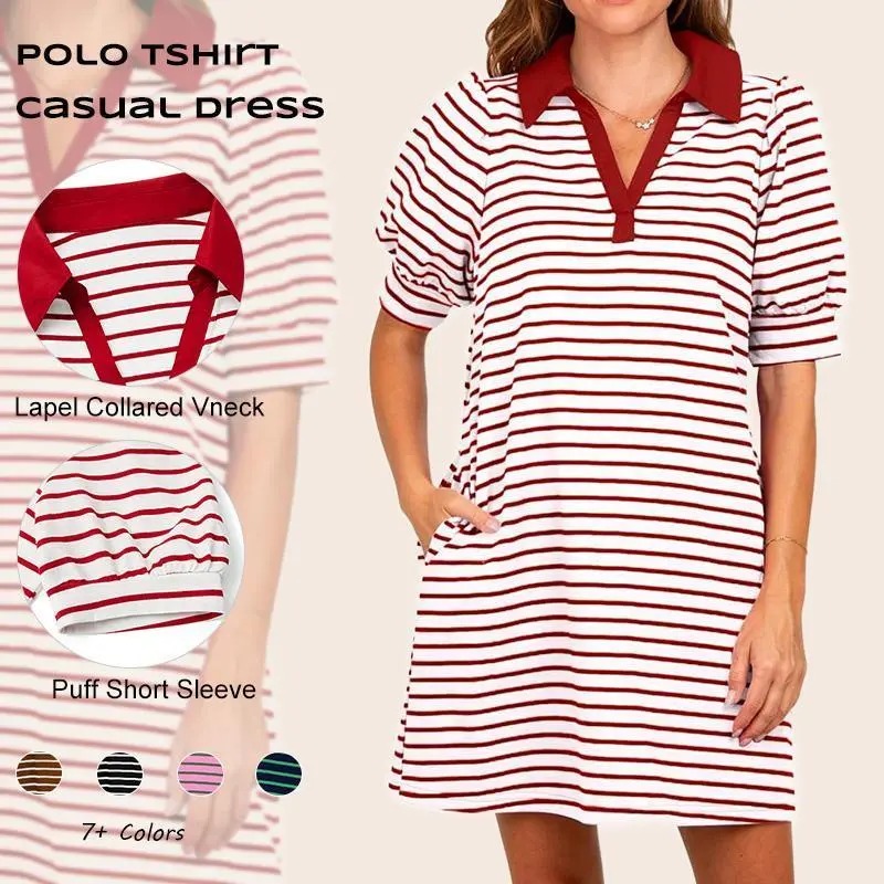 Casual Chic V-Neck Striped Summer Dress with Pockets