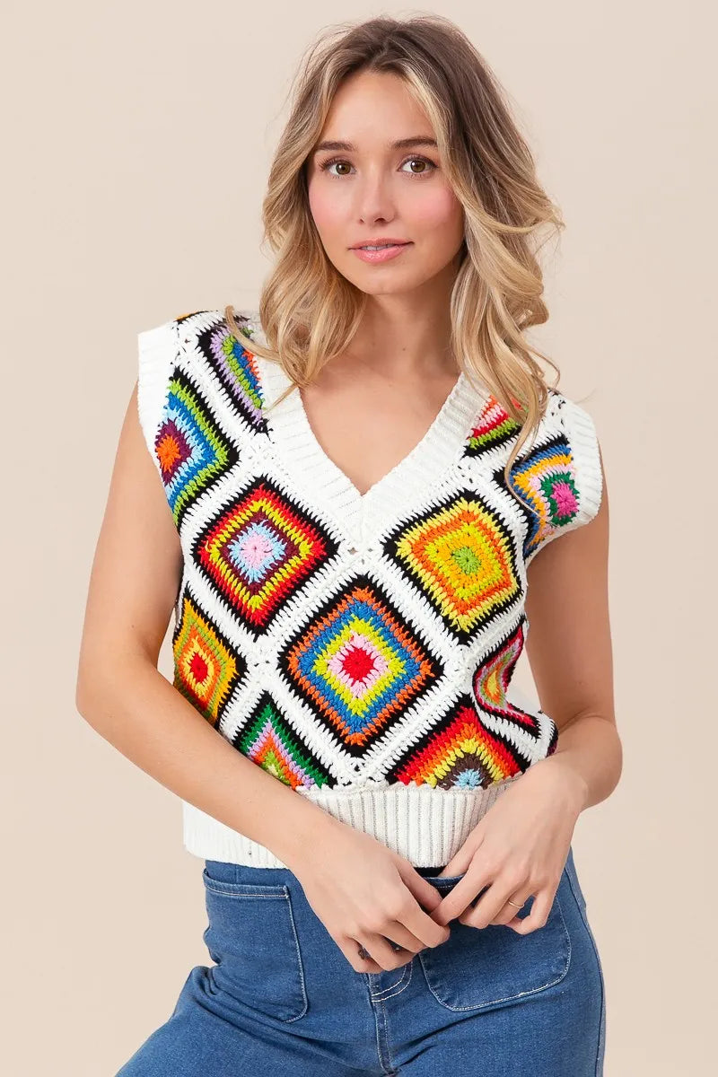 Diamond Granny Square Sweater Vest