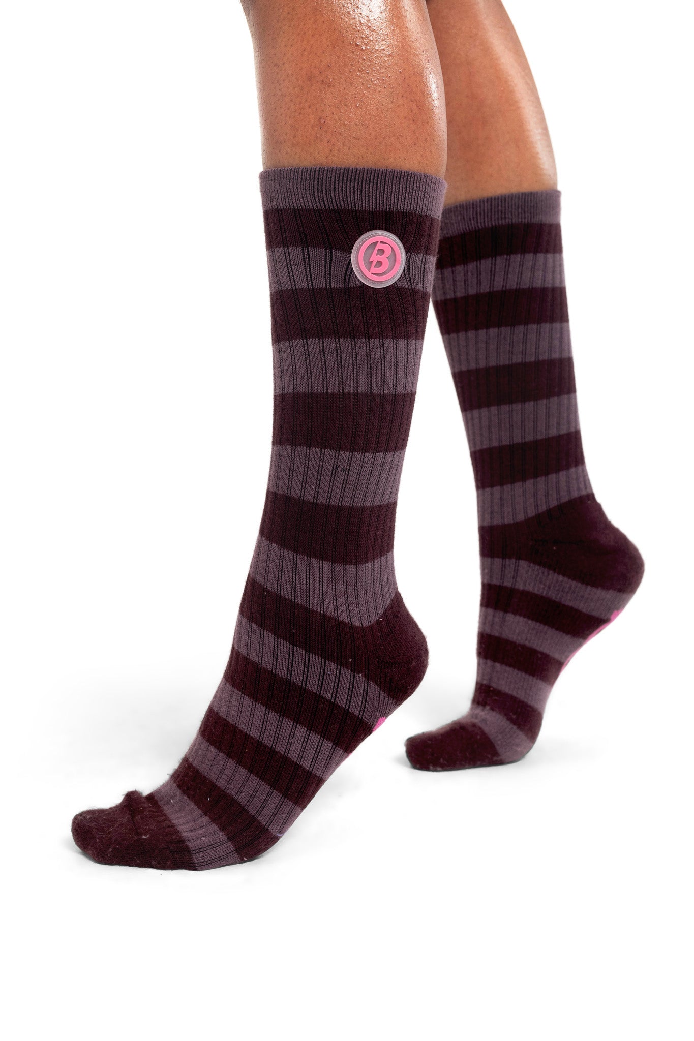 STRIPED KNIT SOCKS (MAGENTA/PINK)