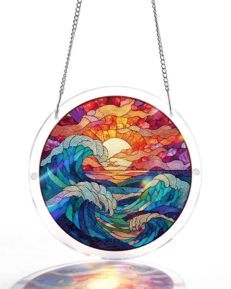 Acrylic Jigsaw Puzzle Suncatcher - Chasing the Sun Sea