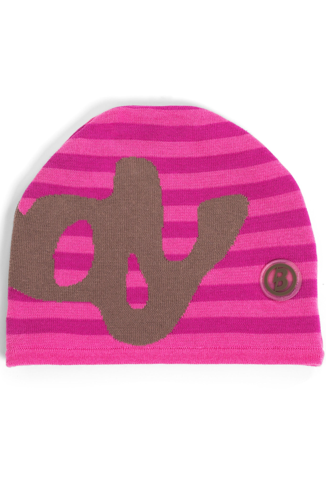 STRIPED KNIT BEANIE (PINK/BROWN)