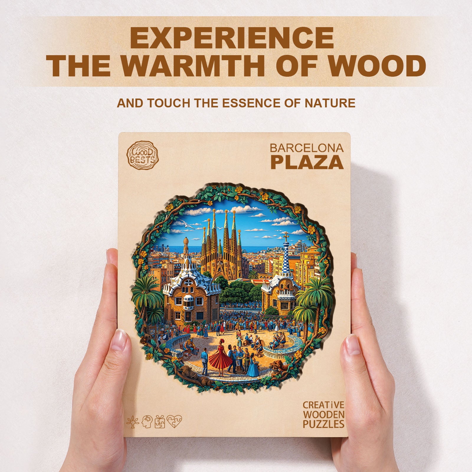 Barcelona Plaza Wooden Jigsaw Puzzle