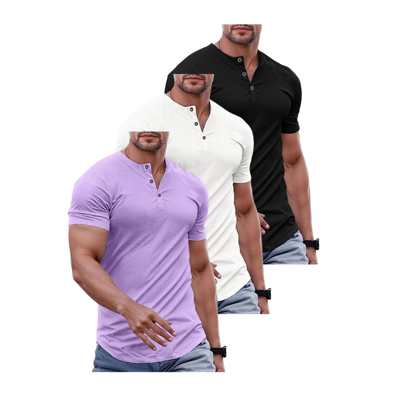 Men’s Slim Fit Longline Henley Performance Top