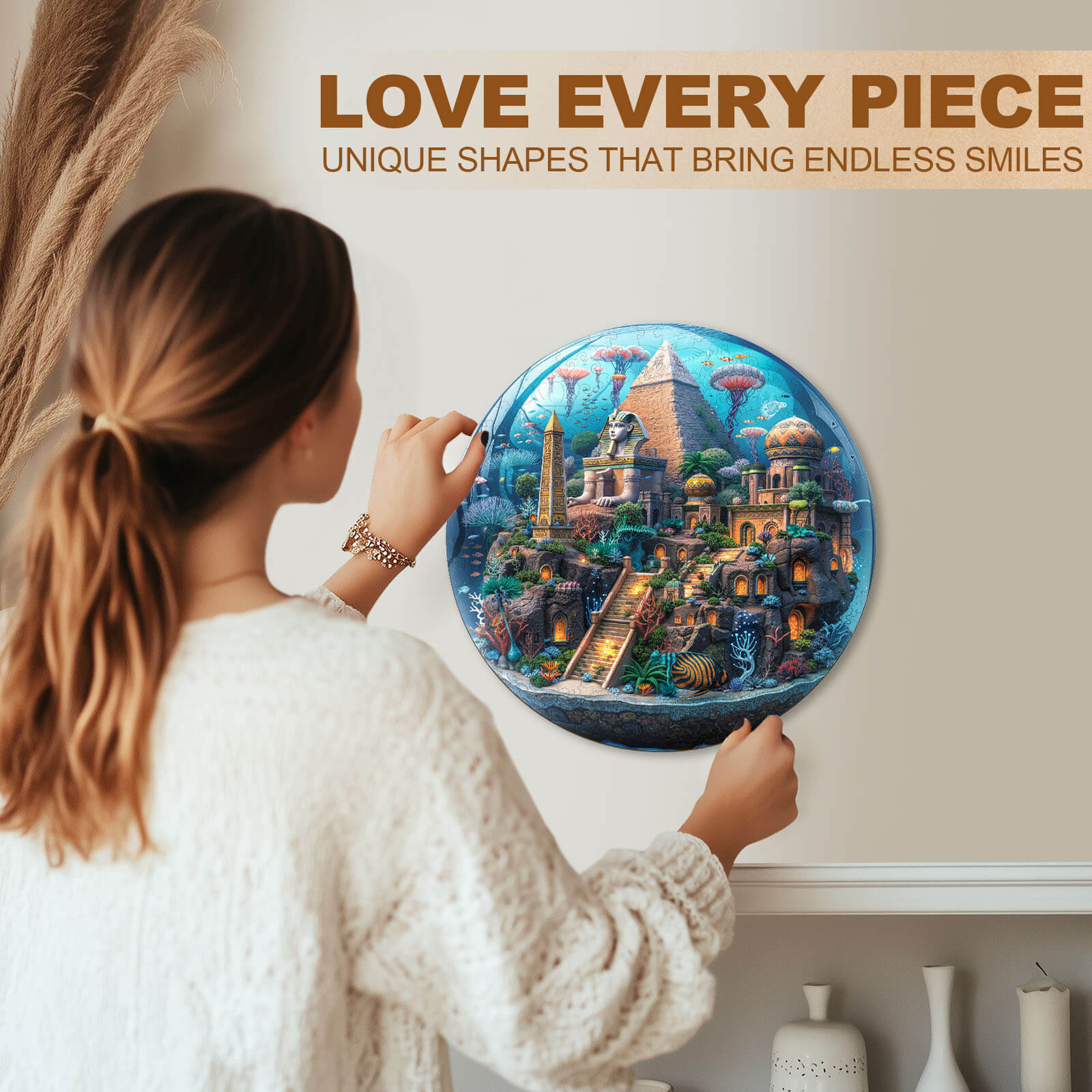 Underwater pyramid field Wooden Jigsaw Puzzle