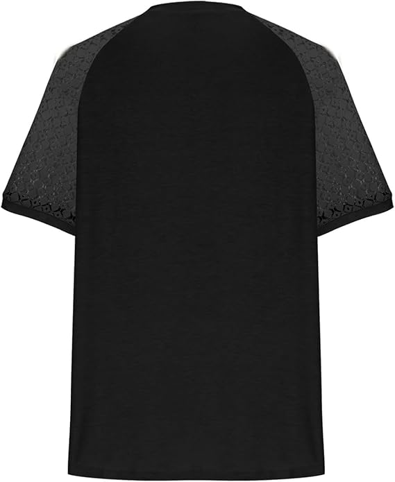 Plus Size Summer Lace Short Sleeve Tunic Top