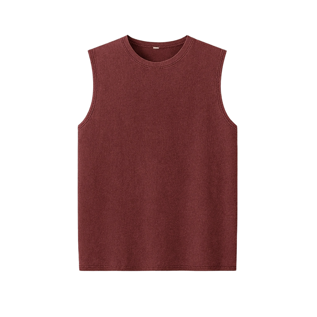 Men's Oversized Sleeveless Vest - Vintage Heavy Cotton Washed Loose Fit Athletic Tee