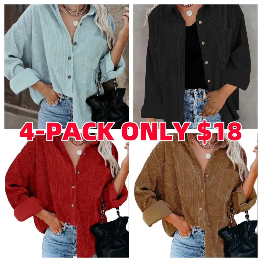 ✨Women's Plain Collared Minimalist Button Front Collared Blouse🔥