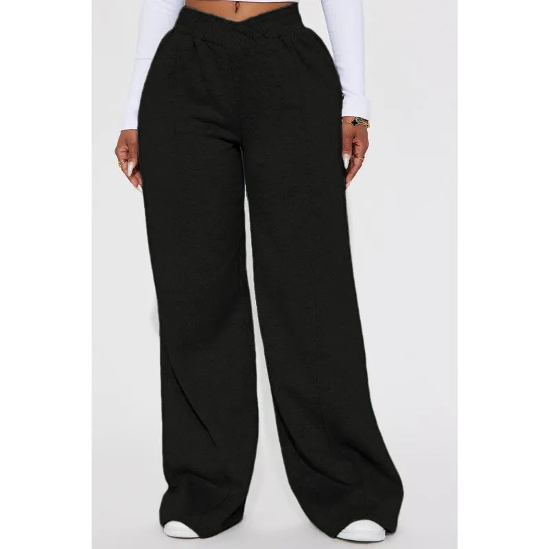 Crossover High Waisted Wide Leg Lounge Pants