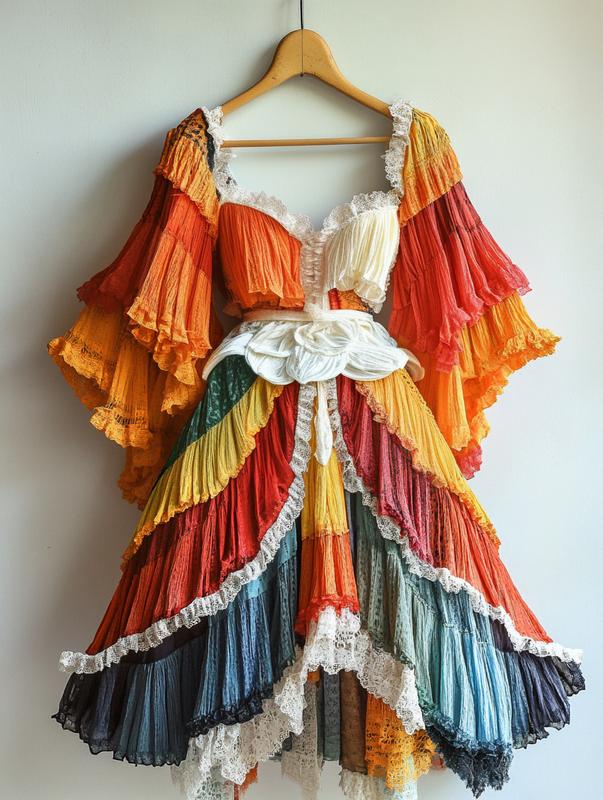 Summer Vacation Rainbow Lace Ruffle Dress f2b5