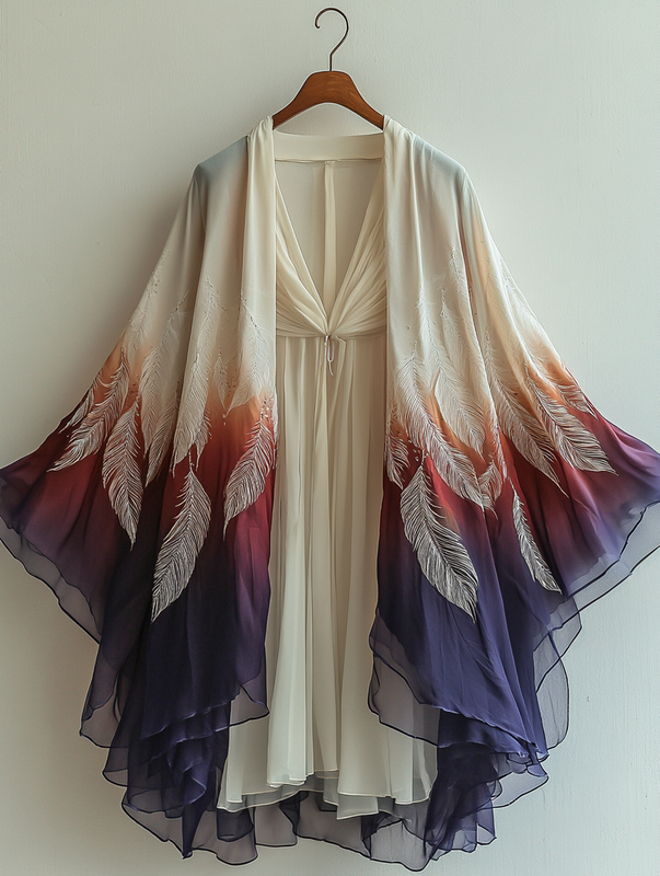 Summer original design elegant handmade feather kimono 59f5