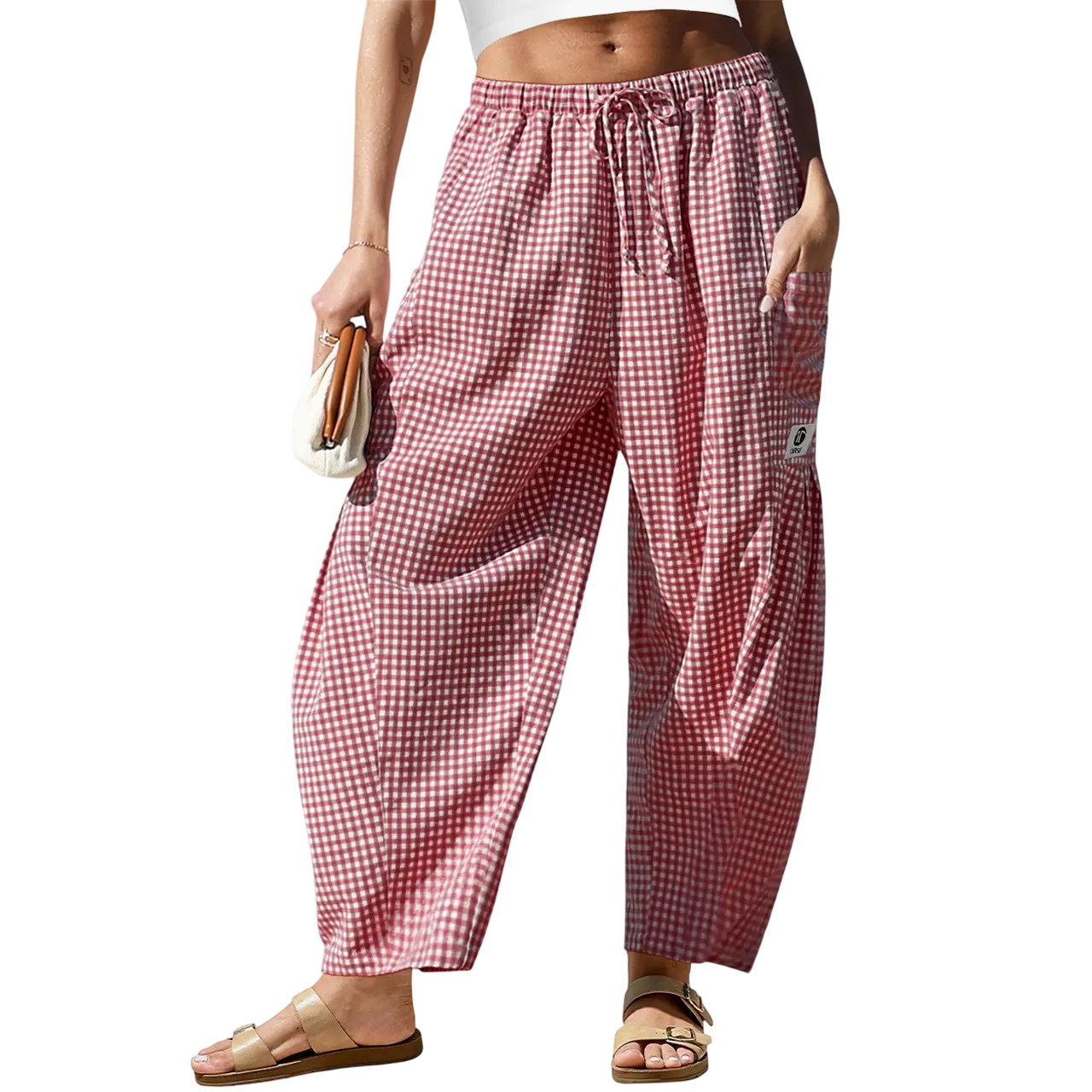 Women's SS26 Wide Leg Gingham Plaid Pants💐