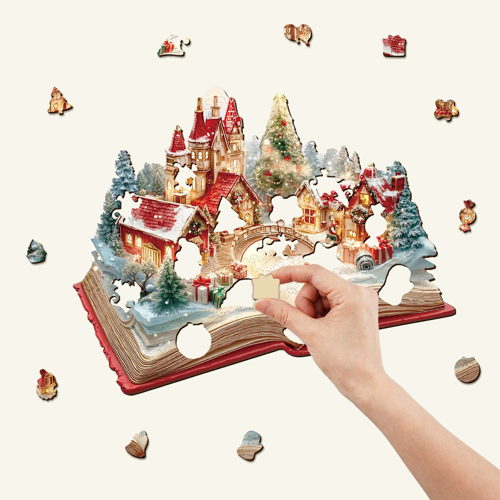 Christmas Pop-up Book Wooden Jigsaw Puzzle