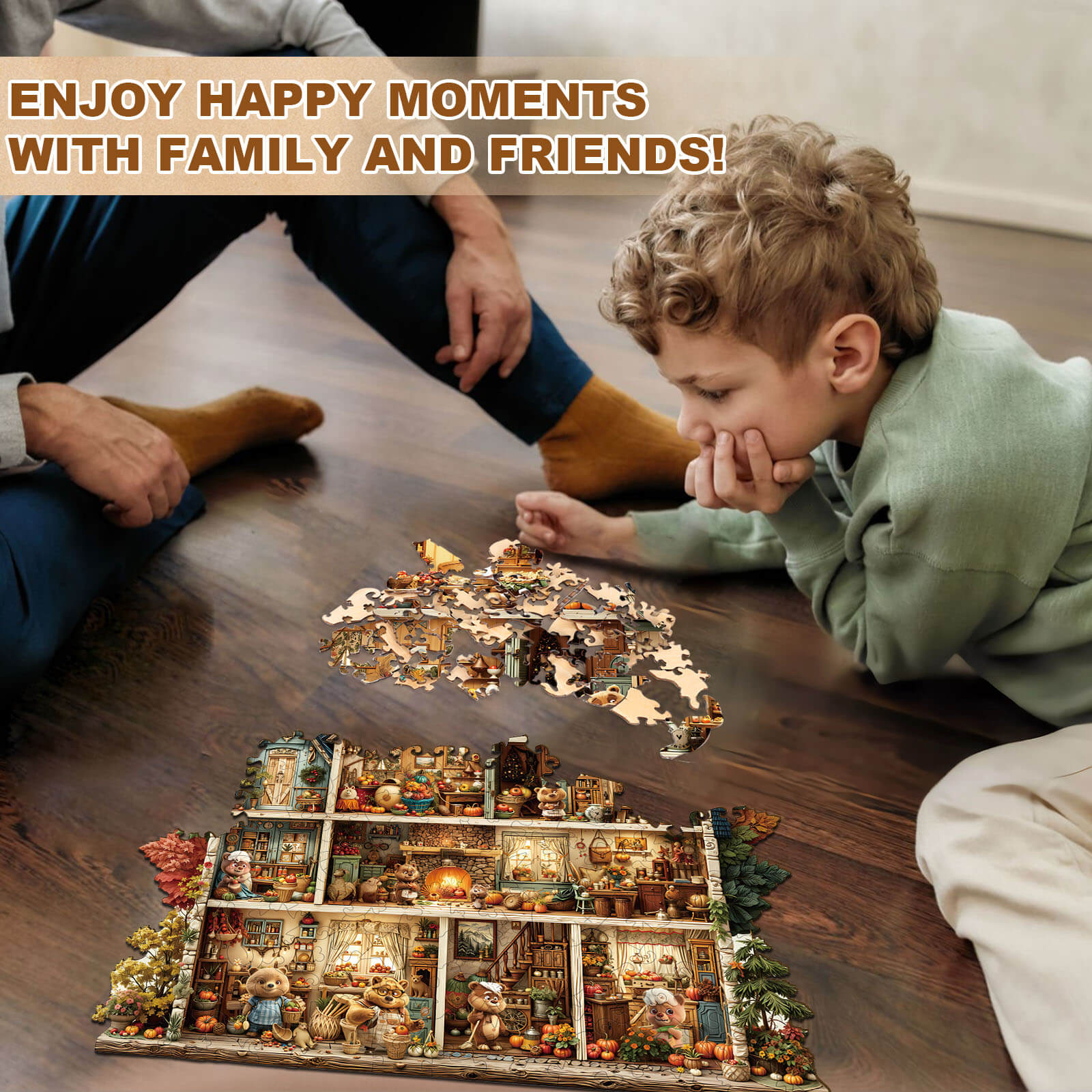 Bear's House - Thanksgiving Day Wooden Jigsaw Puzzle