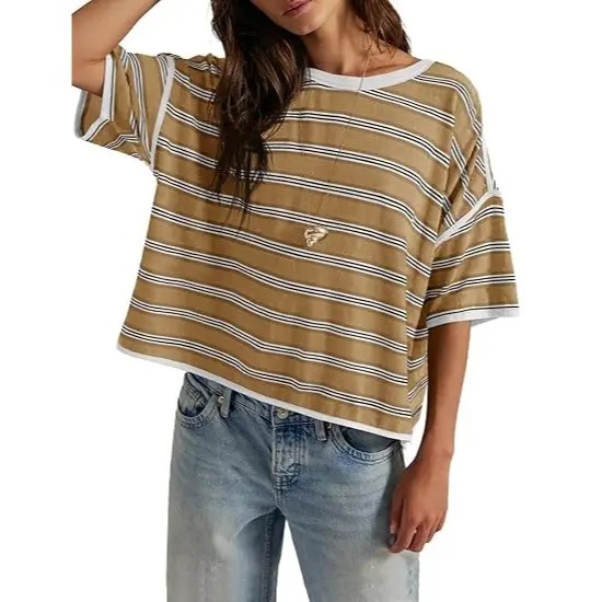 Women's Striped Oversized Crewneck T-Shirt