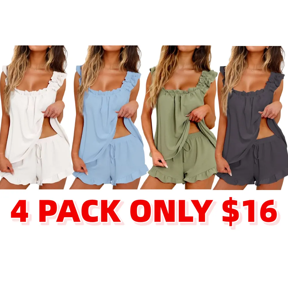 Womens Soft Tank Top and Shorts Sleepwear Set