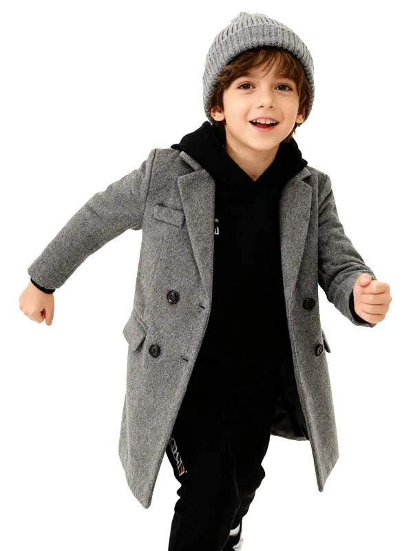 Kids Mid-to-Long Autumn & Winter College-Style Coat