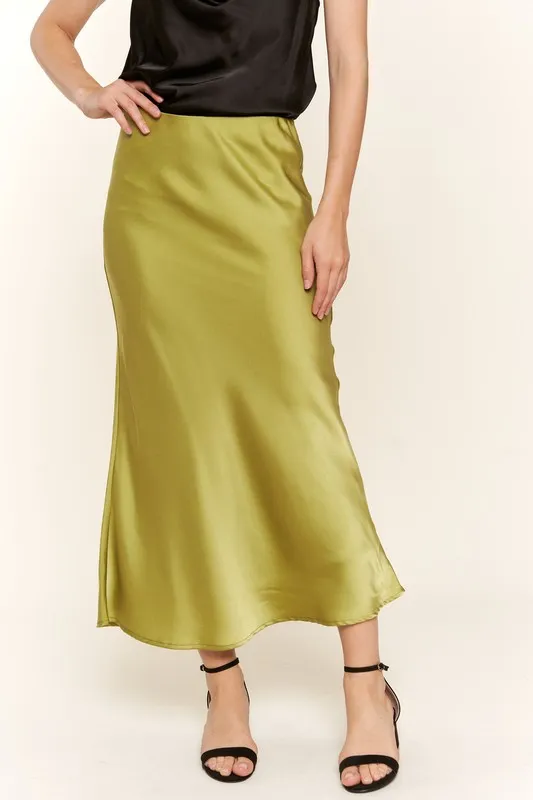 And The Why Satin Midi Skirt