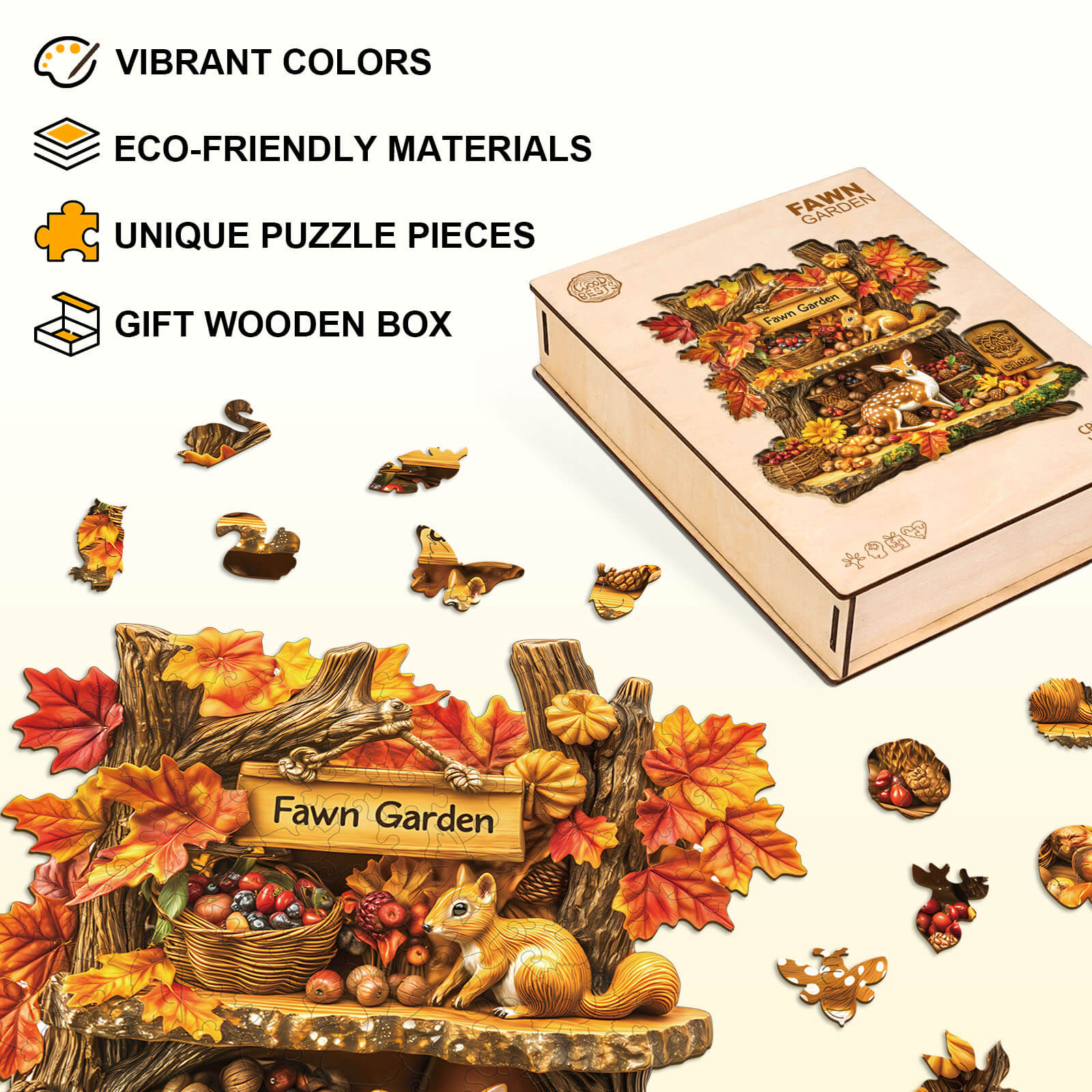 Fawn Garden Wooden Jigsaw Puzzle