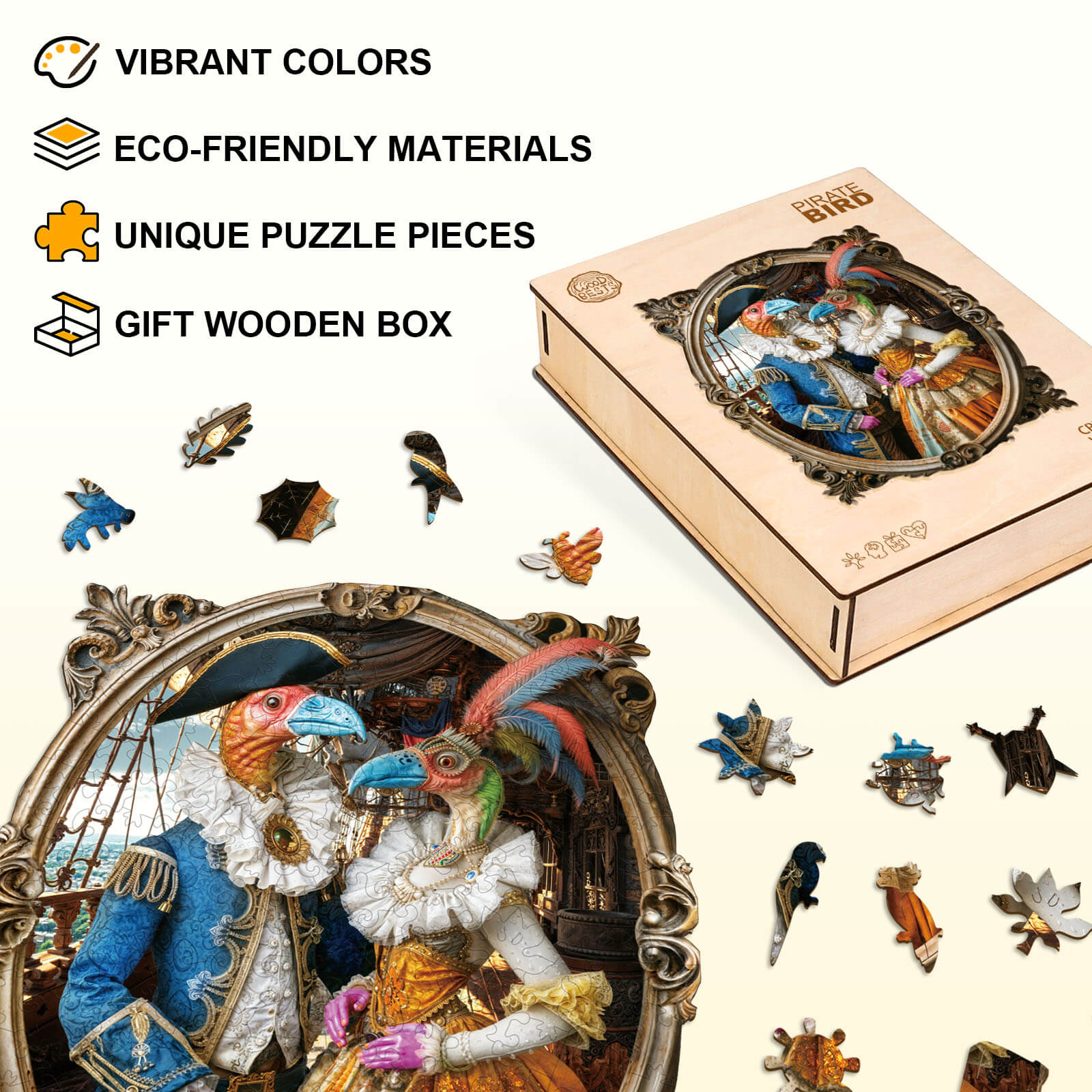 Pirate Bird Wooden Jigsaw Puzzle