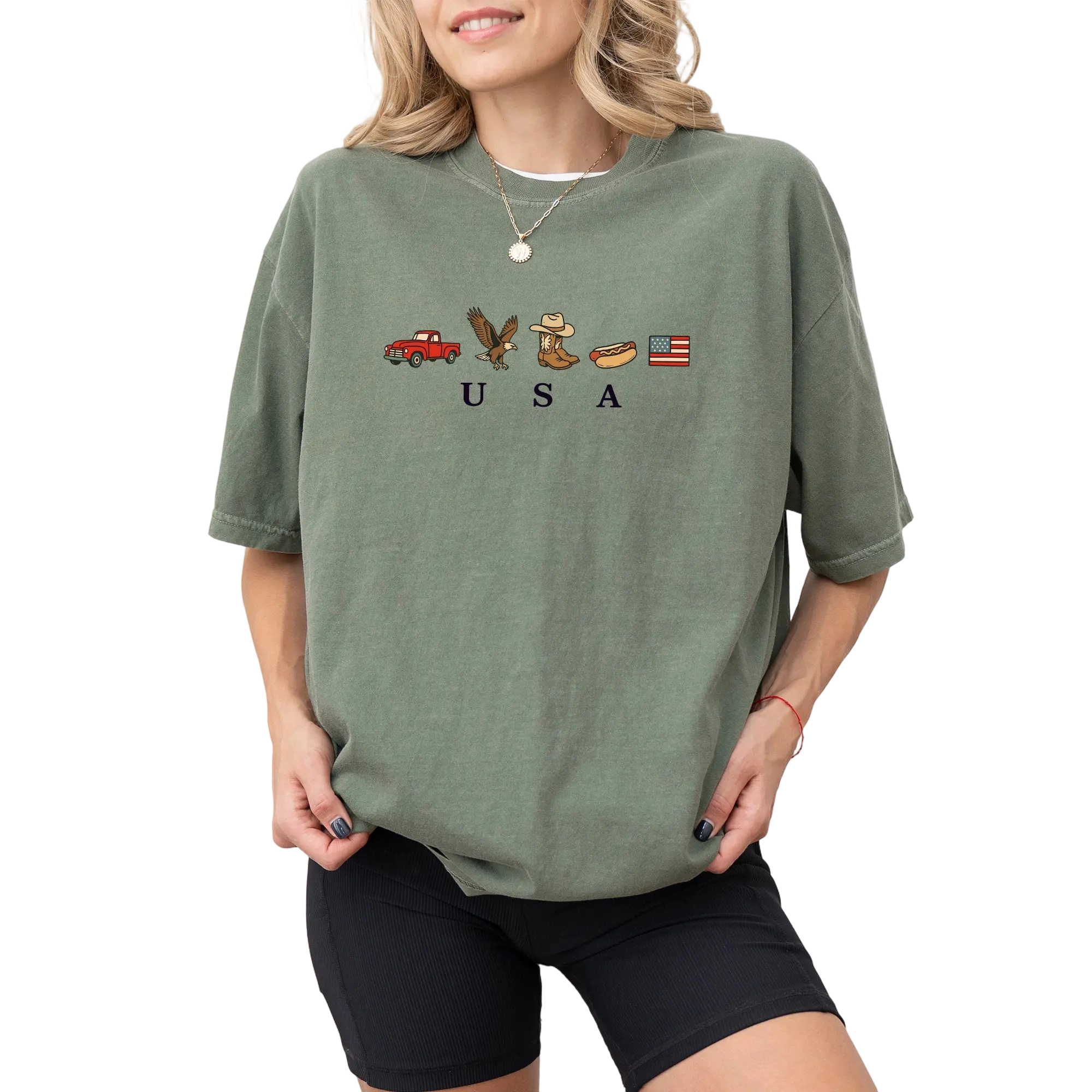 Vintage Wash USA Flag & Icons Graphic T-Shirt