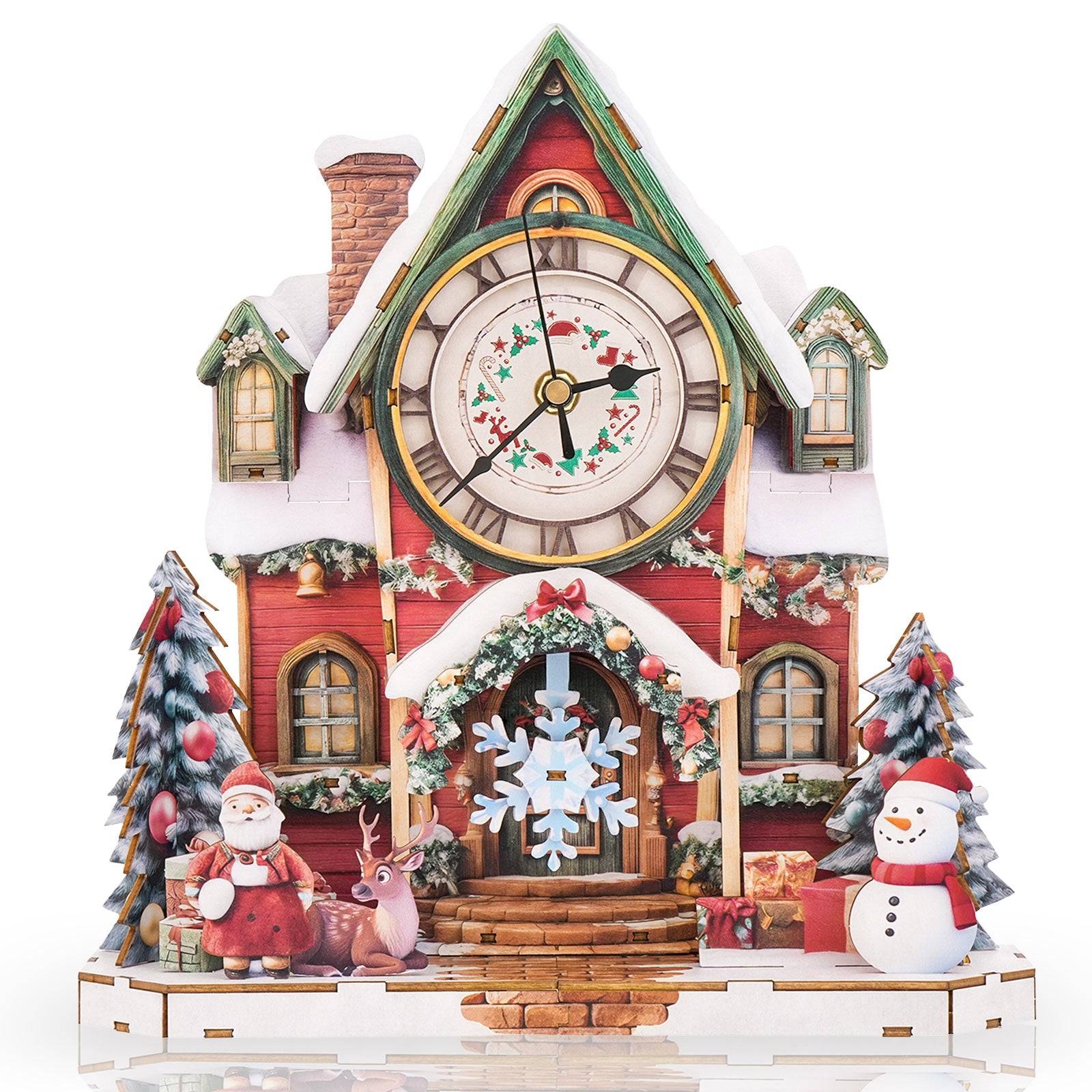 Christmas House– DIY Wooden Clock, 3D Puzzle Craft Kit