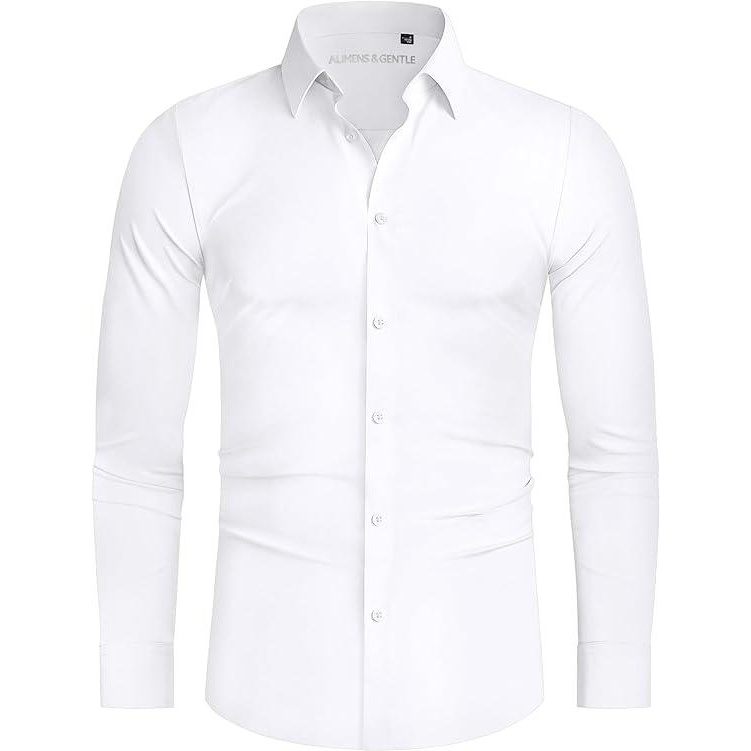 Men’s 4-Way Stretch Travel Dress Shirt: Wrinkle-Free Slim Fit