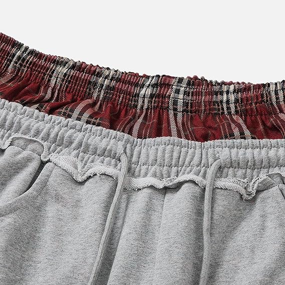 Unisex Plaid Patchwork Sweatpants