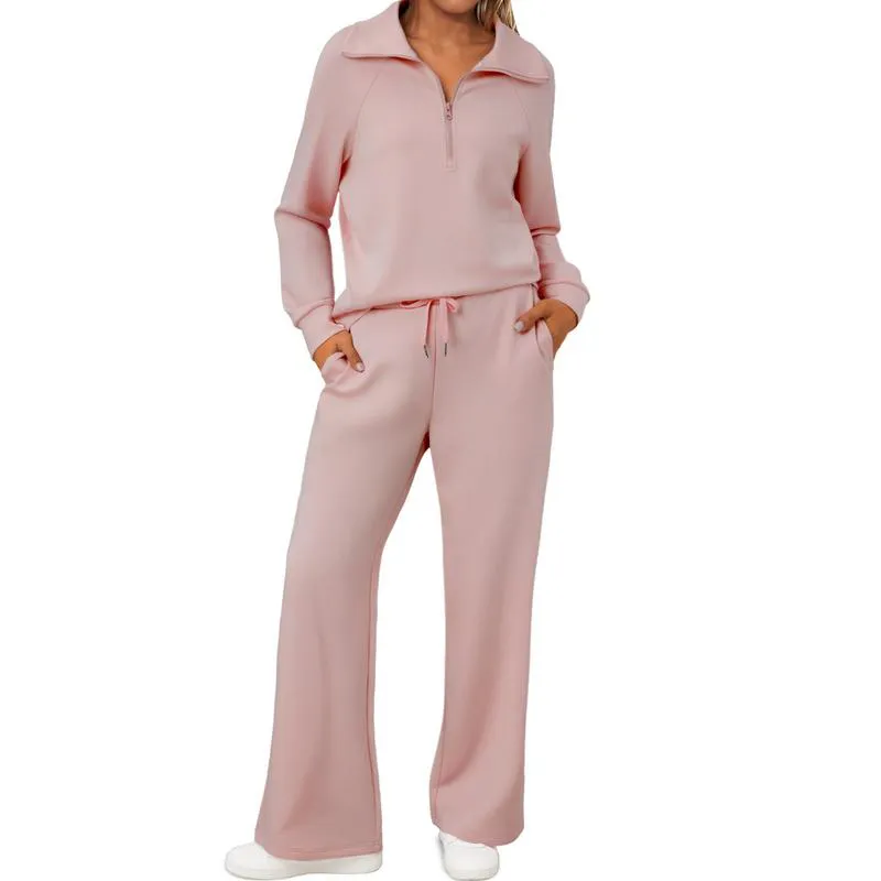 Women’s Oversized Half-Zip Sweatsuit 2 Piece Lounge Tracksuit Set