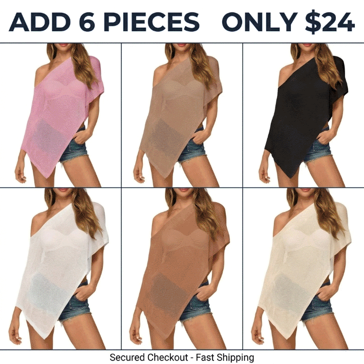 Womens Sheer Poncho Top Lightweight Knit Bolero Shrug Mesh Off The Shoulder Y2K Going Out Beach Swimsuit Coverup