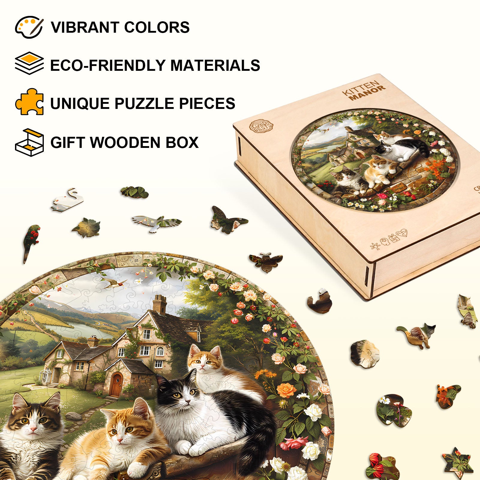Kitten Manor Wooden Jigsaw Puzzle